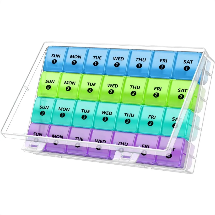 

XL Monthly Pill Organizer 1 Time a Day with DustProof Case Extra Large 4 Weeks Pill Box Once a Day 28 Days Pill Container 1 Per