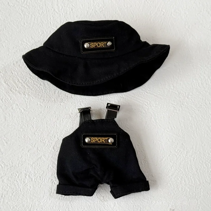 Para labubu roupas 17cm chapéu e cachecol conjunto elegante e na moda macacão xadrez roupa mudança acessório conjunto brinquedo hobbies legal