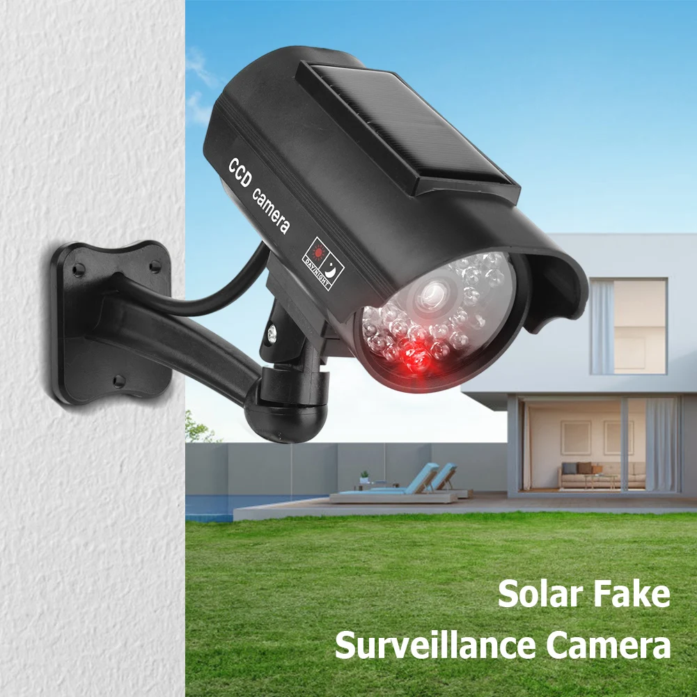 Outdoor Solar Simulation Camera Waterproof Dummy Camera Home Safe CCTV Surveillance Simulation Fake Camera LED Flashing Light