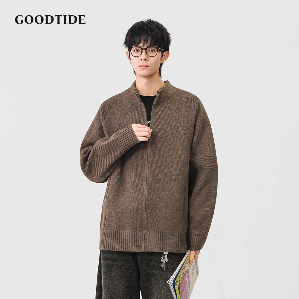 Fashion Men's Casual Open Front Cardigan 2025 Winter New Ribbed Knitted Jacket Comfortable Soft Long Sleeve Outerwear Top