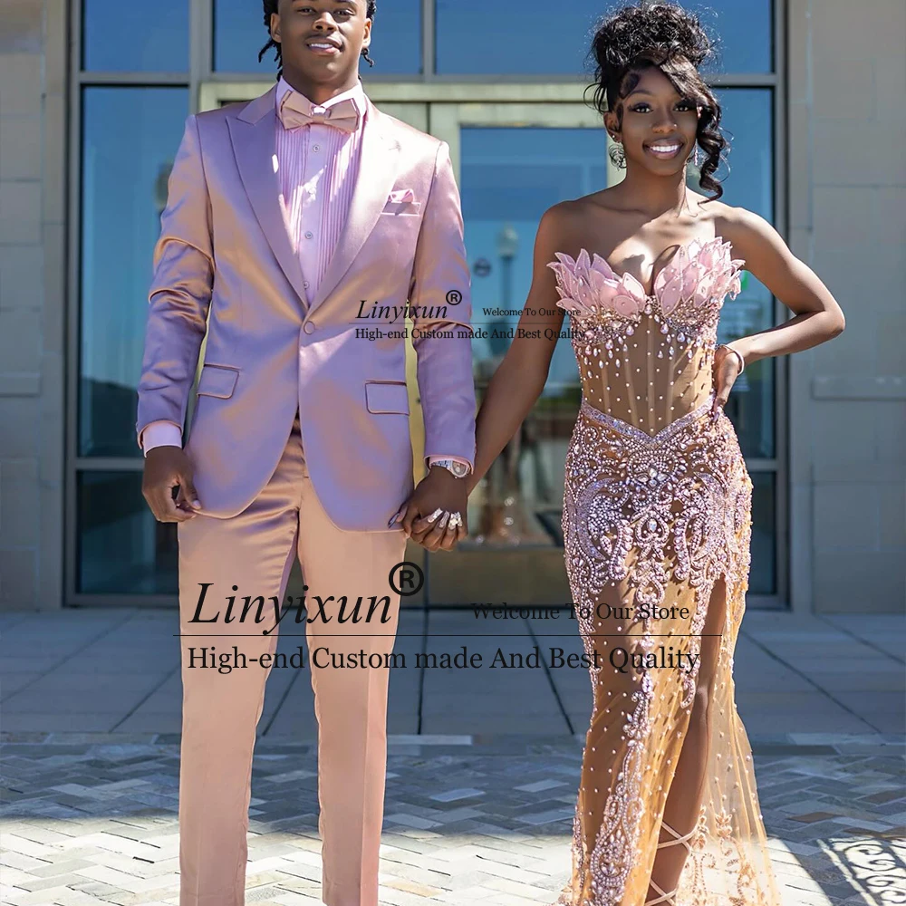 بريق ثلاثية الأبعاد زخرفة فساتين لحضور الحفلات الموسيقية 2025 الديكور تول حورية البحر الجانب الشق مأدبة فستان حفلة مخصص بلا أكمام رداء d'ét فام