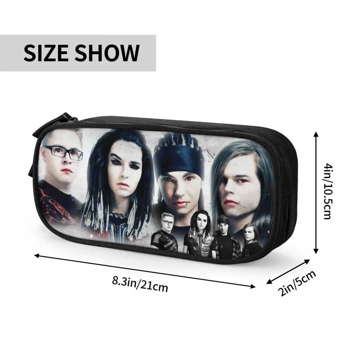 مقلمة كلاسيكية من Tokio Hotel Rock مقلمة BillKaulitz مقلمة للطلاب أكياس تخزين كبيرة أدوات مكتبية بسحاب