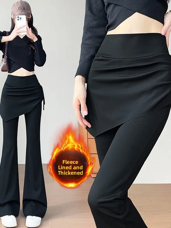 

High Waist Yoga Pants arkskin Leggings Outerwear Trousers with Skirt Design Butt Lifting Flared Pants for Fitn And Casua...