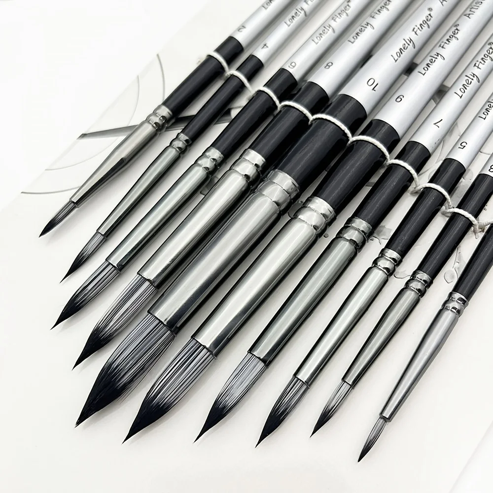 10-Piece Professional Watercolor Paint Brushes Set - Premium Round/Flat/Angular Tip Nylon Artist Brushes for Acrylic, Watercolor