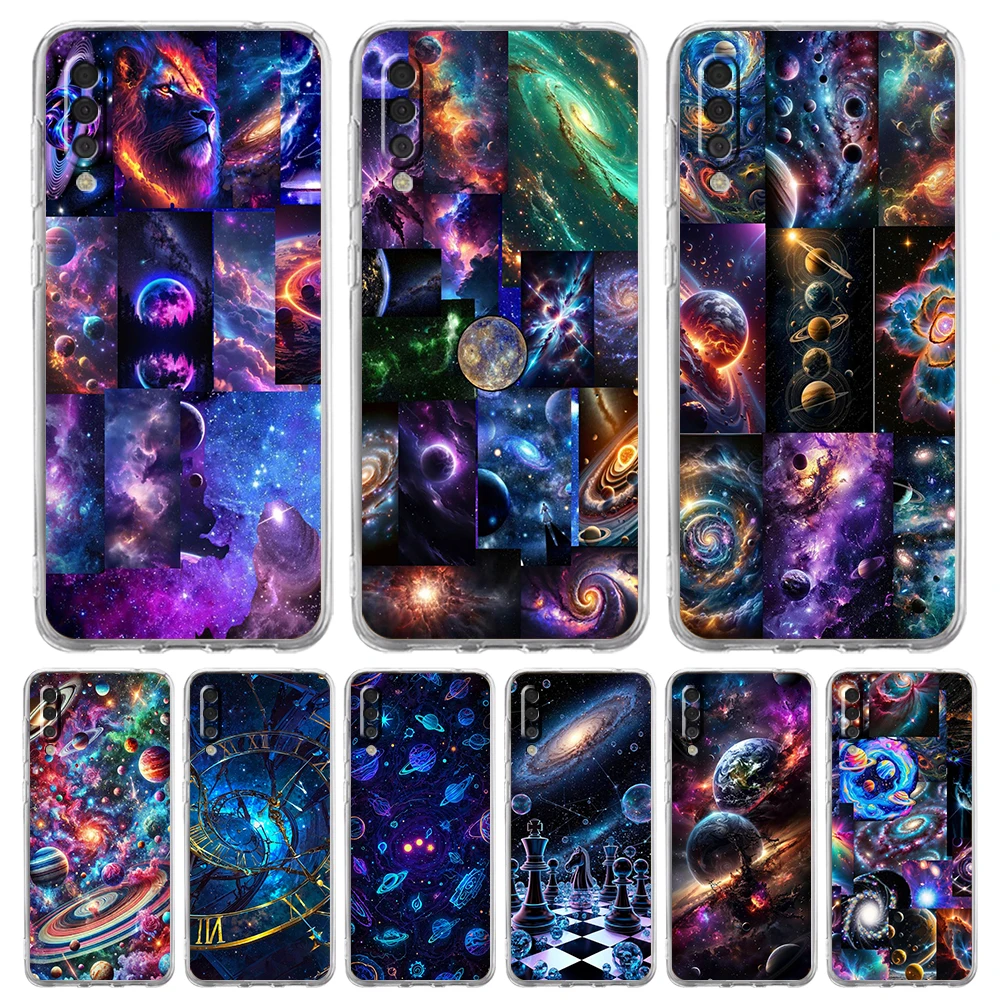 Universe Starry Sky Moon Soft TPU for Samsung Galaxy A13 A15 A21S A22 A23 A25 A31 A32 A33 A35 A55 A17 5G Transparent Phone Case