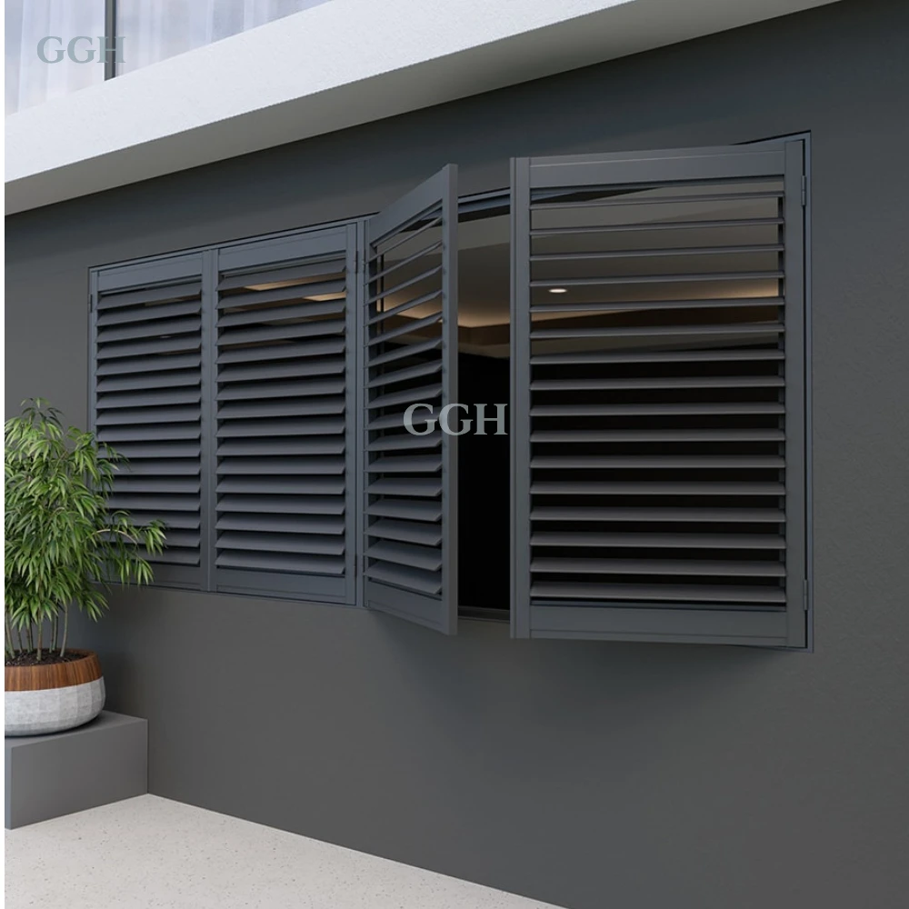 Modern Aluminum Alloy Horizontal Outdoor Plantation Shutters with 5 Year Warranty view 2