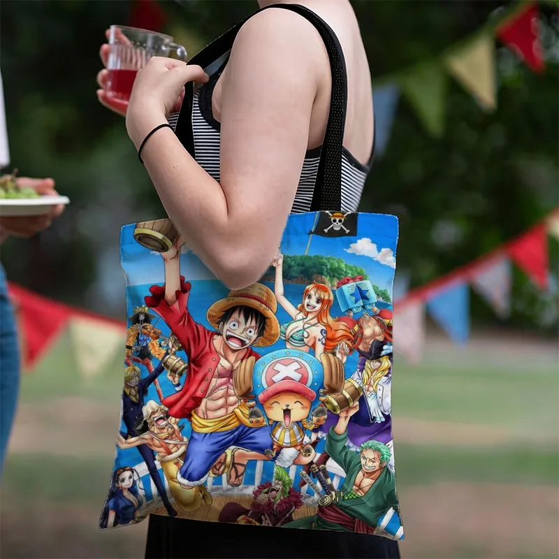 One Piece Fashion Shoulder Bag for Women Men Cartoon Anime Pattern Handbag Boys Girls Outdoor Portable Large Capacity Handbags