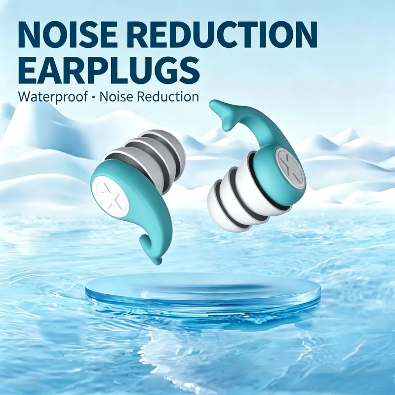 Silicone Noise Cancelling Earplugs Noise Filter Sleep Swimming Waterproof Three Layer Mute Earplugs