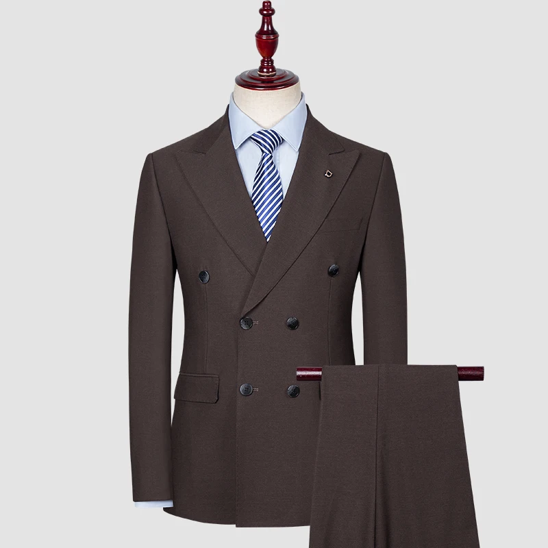 

2023 New Men's (suit + Vest + Trousers) Double Breasted Business Casual Fashion Micro Elastic Wedding Best Man 3/2 Piece Set