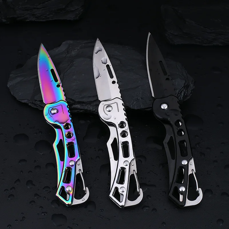 Folding Pocket Knife Stainless Steel Survival Hunting Camping Fishing Portable Fruit Carrying Key Outdoor Tools To Send Ropes