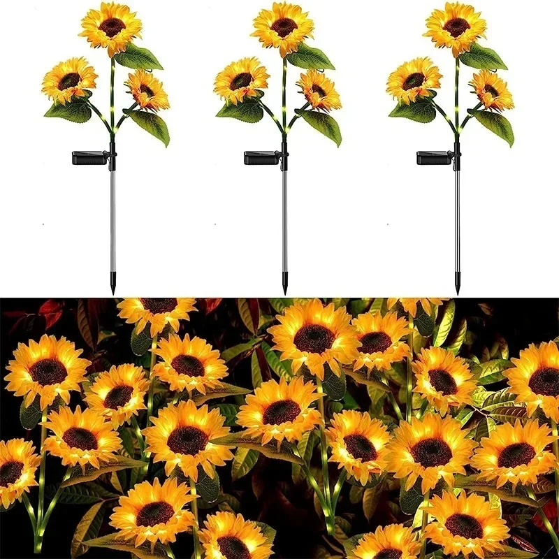 

Solar Powered LED Sunflower Lawn Lamp Outdoor Garden LED Ground Insert Light Courtyard Decoration Christmas Wedding Party Decor