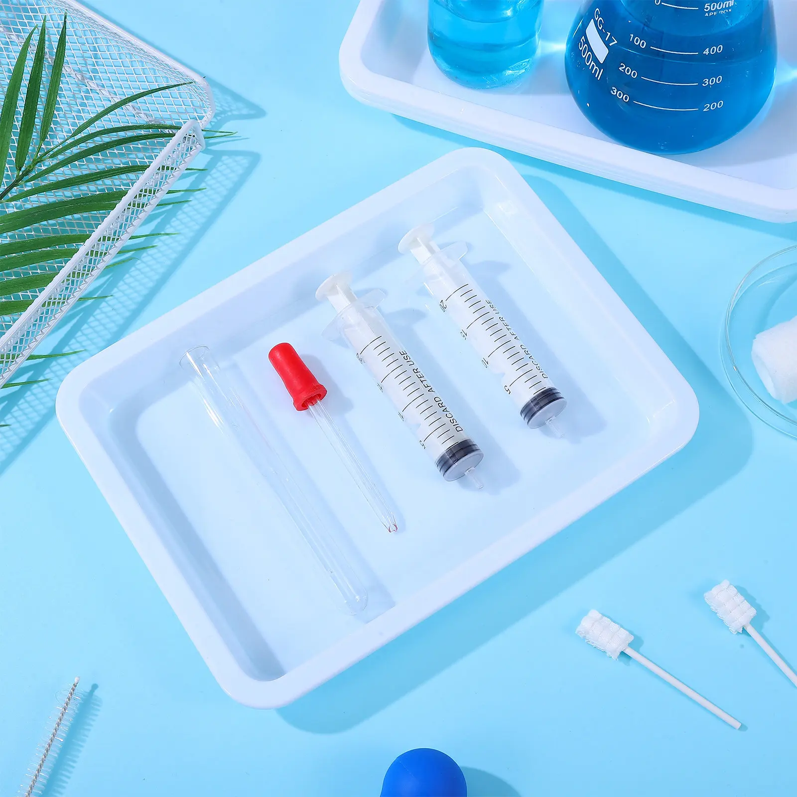 

4Pcs Laboratory Trays Leakproof Acid Alkali Resistant for Safe Chemical Handling Experiment Tray Plastic Storage Plate