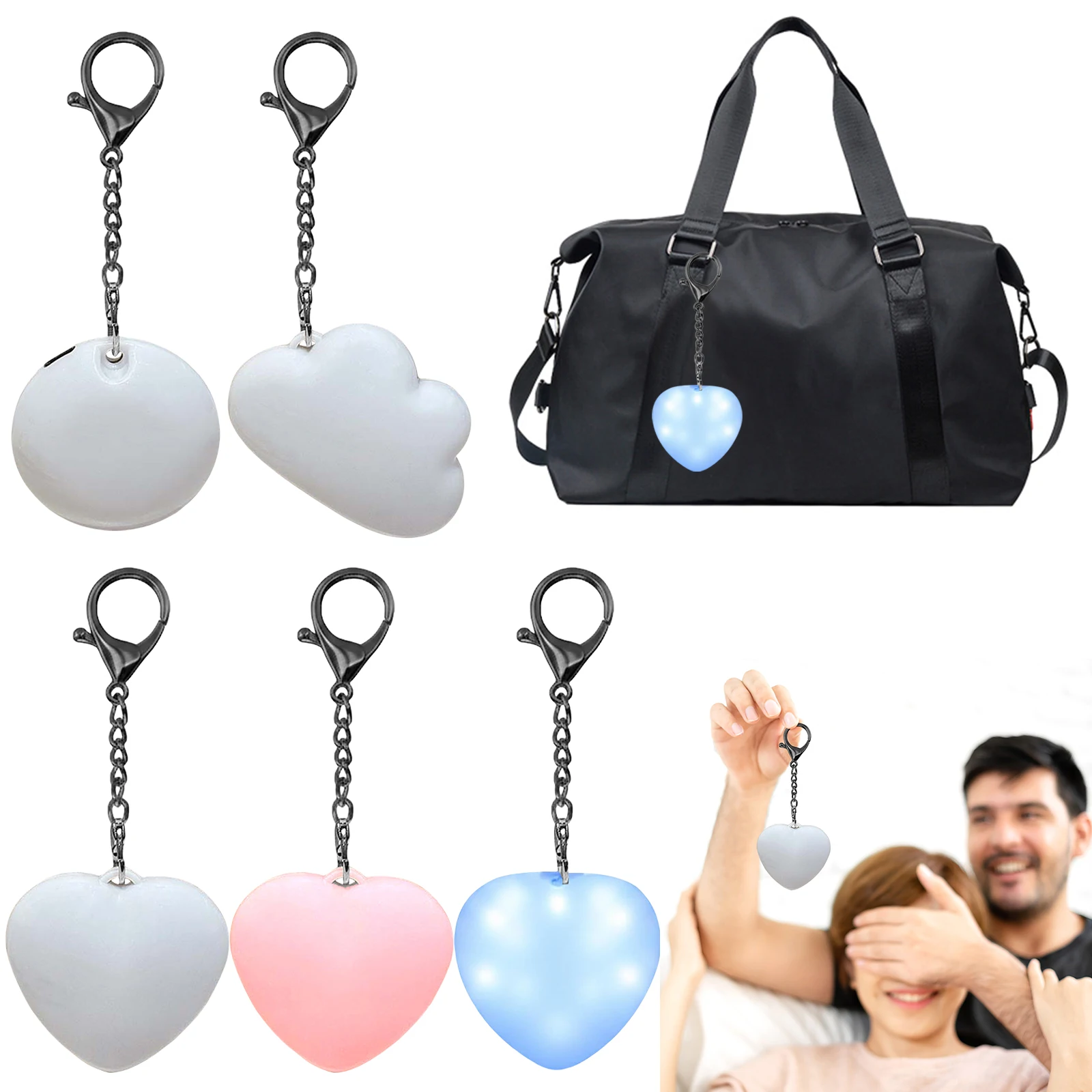 

Love Keychain Touch Mini Bag Lights with LED Automatic Sensor Hearts Shaped Night Light for Women Ladies Girls Gift