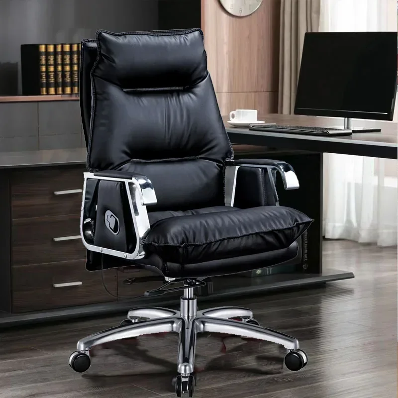 Comfort Office Chair Boss 4 Wheels Leather Armrest Solid Wood Modern   Recliner Adjustable Cadeira Home Furniture