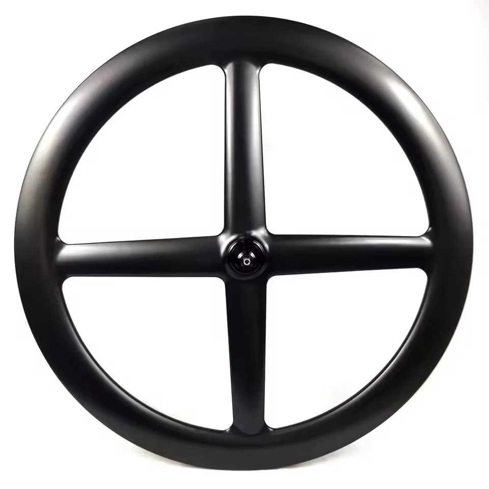 Carbon 4 Spoke Wheel Tubeless Bike Wheelset Track/TT/Triathlon Racing Wheels 26mm Width 55mmDepth Ratchet System 36T Hub