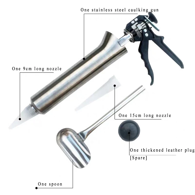 Grouting Gun Sprayer Applicator Tool Caulk Gun Stainless Steel Spray Gun for Construction Cement Lime with 2 Nozzles