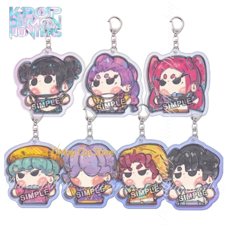 

KPop Demon Hunters Anime Movie Mira Zoey Rumi And 5.5cm Double-sided Laminated Acrylic Keychain Cosplay Costume Anime Single Set