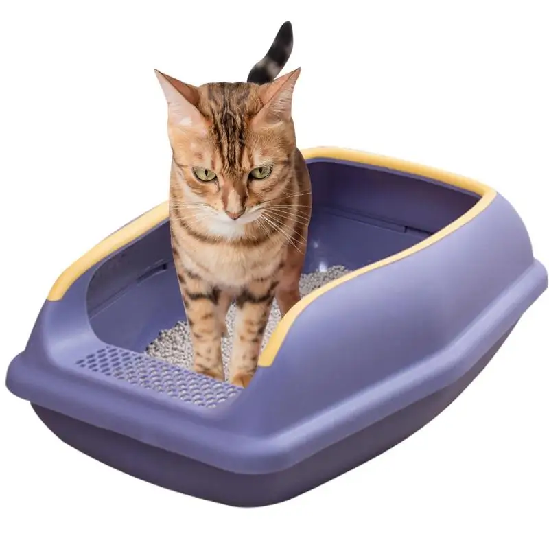 

Cat Litter Box Heightening Anti-splashing Cats Litter Pan Kitten Toilet With Litter Sifting Scoop Removable Kittens Litter For