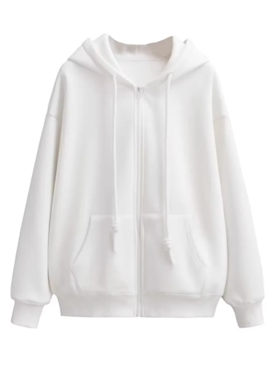 Sweat-shirt à capuche Super longue, rétro américain, polyvalent, doublé de Fce, corde, couleur Pure, confortable, ample, fermeture éclair, Jaet