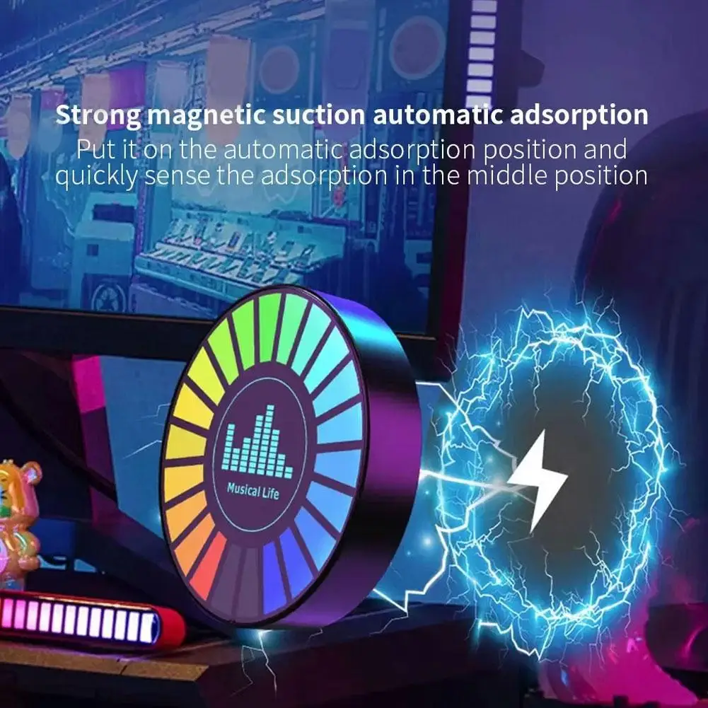 

Smart RGB Pickup Lights LED 3D Ambient Lamp Sound Control Music Rhythm Lights Air Freshener for Car Gaming TV Creative Deco T8J0