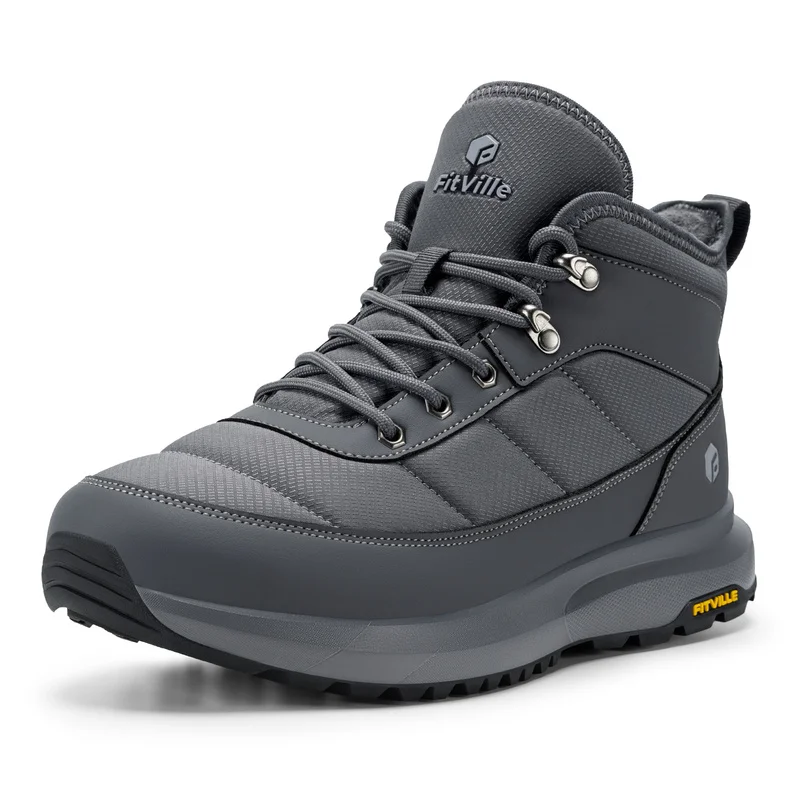FitVille Men'S WinterSnow Boots Fur Lining Wide Shoes Cold‑Resistant Warm Non‑Slip Winter Footwear For Outdoor Activities