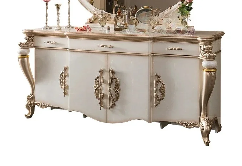 

European solid wood carving flower dining side cabinet French restaurant storage home decoration fashion designer