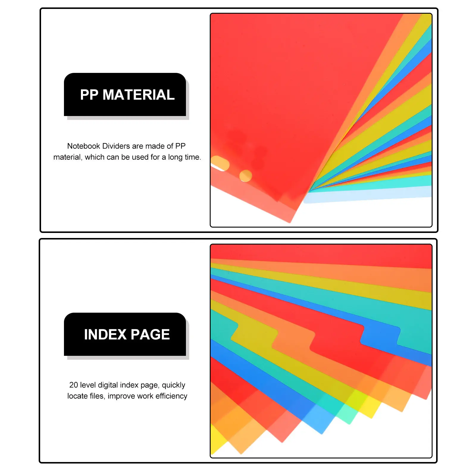 1Set Colored Plastic Index Dividers Binder Dividers for A4 Notebook Notepad Planner Page Organization Writable Tabs Detachable