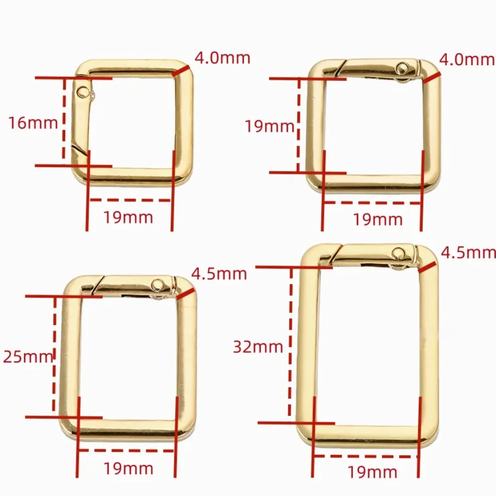 

5pcs Square Zinc Alloy Spring Ring Metal Buckle Hardware Accessories for Bags DIY Box Opening Clasp Jewelry Keychain Accessories