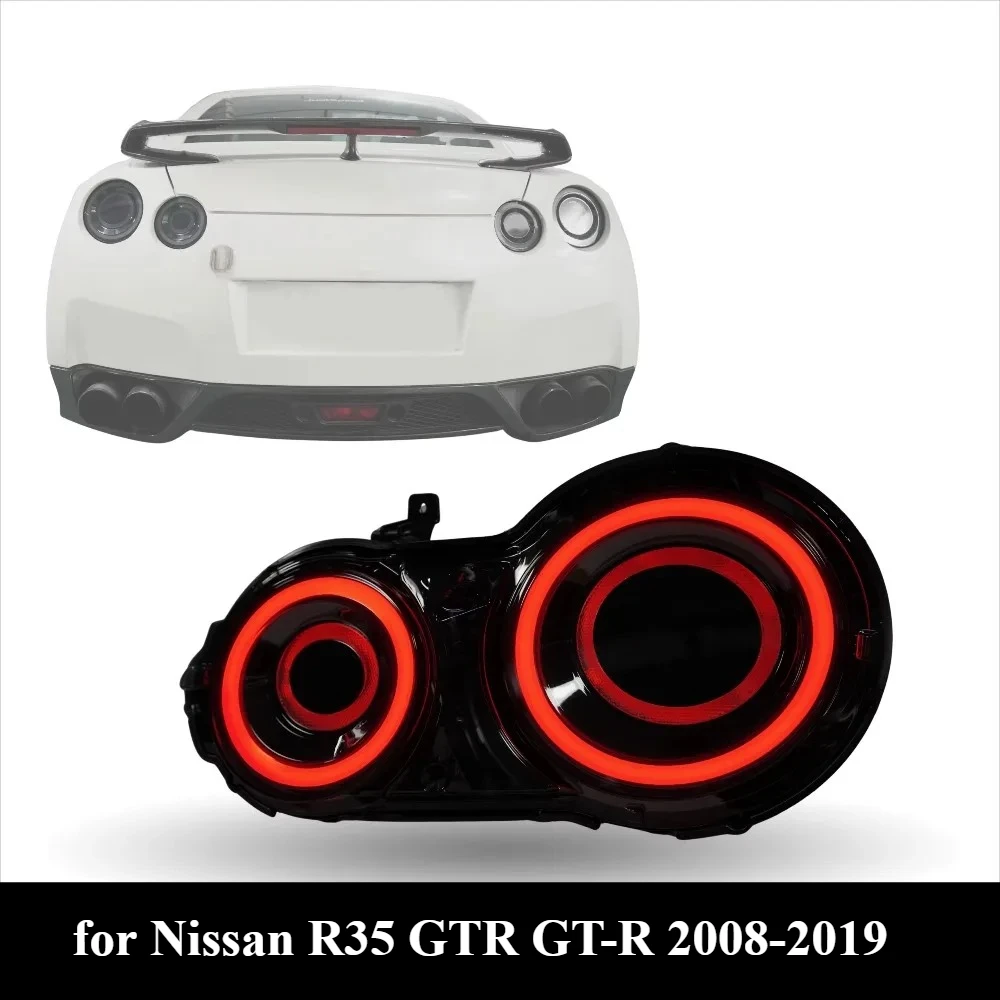 for Nissan R35 GTR GT-R 2008-2019 2Pcs New 100W 8000K LED Tail Light Assembly DRL Driving Reverse Brake Light Turn Signal Lamp