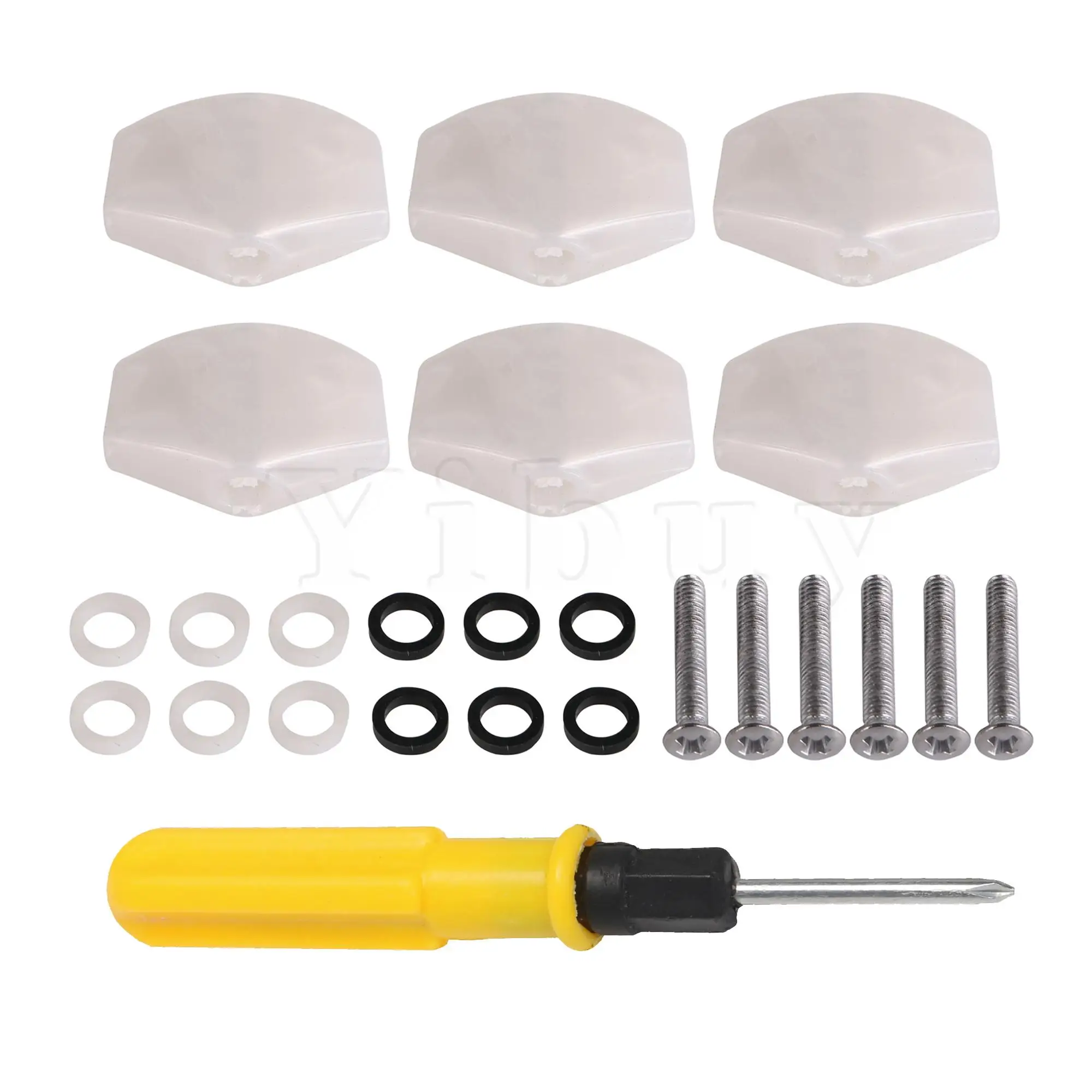 Yibuy 7 Pcs Guitar Tuning Pegs Button Pearl White with Screwdriver Screws Kit