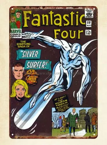 1960s Fantastic Four SILVER SURFER comics   metal tin sign art wall