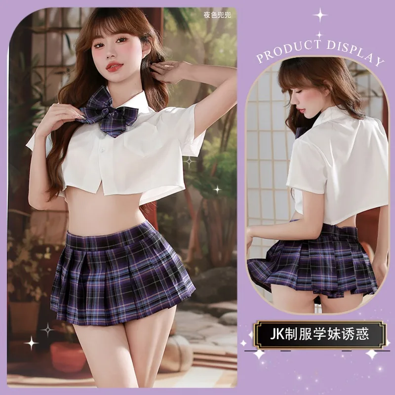 اليابانية مثير تلميذة تأثيري الملابس الداخلية للنساء ازياء الطلاب موحدة لعب الأدوار مطوي تنورة صغيرة مثير الملابس المشاغب #6