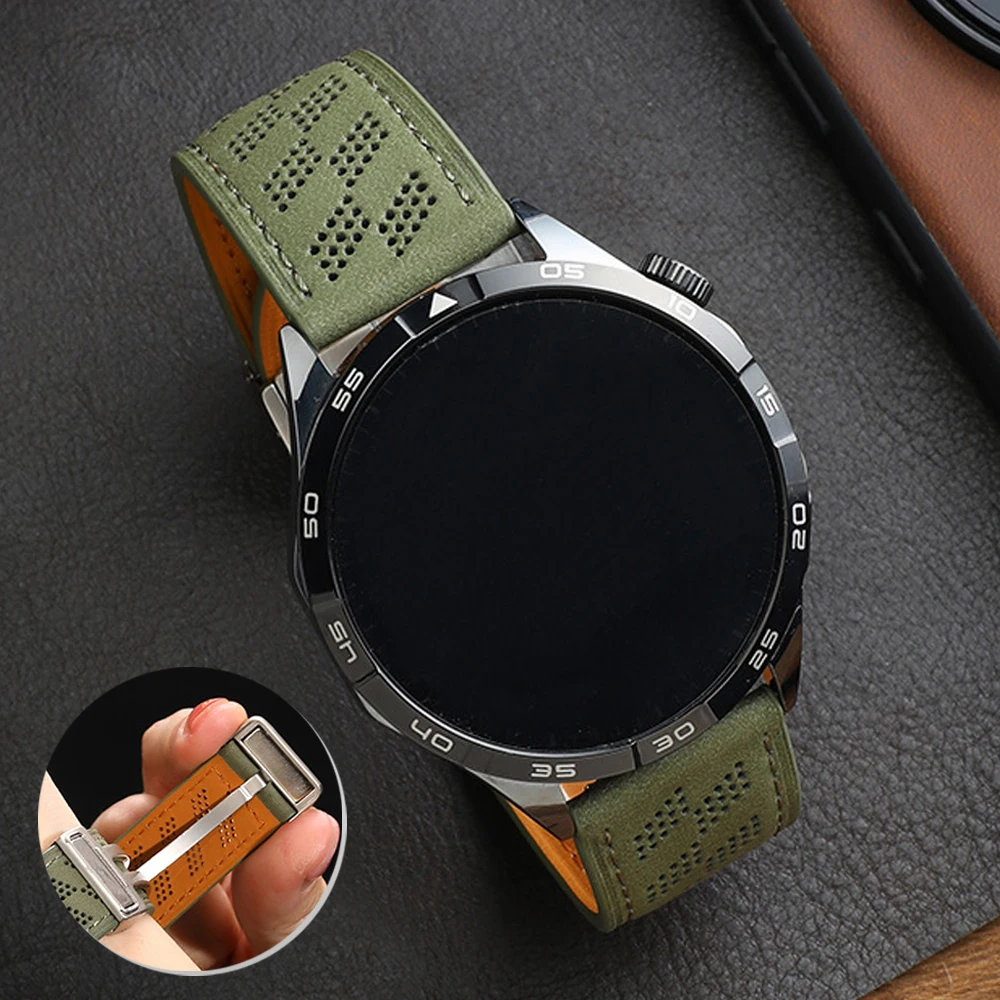 20mm 22mm Leather Magnetic Strap for Huawei GT 4 46mm 3 pro 43mm Band for Samsung Galaxy Watch 4 5 6 40mm 44mm Strap for Seiko