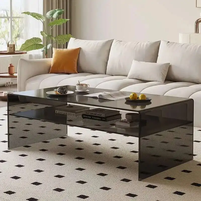 الفاخرة الحديثة الجدول الزجاج القهوة شفافة غرفة المعيشة طاولة جانبية مصمم الدائمة تتحرك الأريكة الأثاث النمط الصيني #2