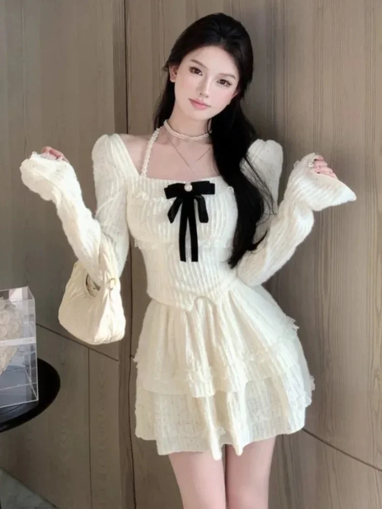 France Vintage Two-piece Set Women Velvet Korean Elegant Party Mini Skirt Suit Japanese Designer Blouse + Skirts Winter 2024 New