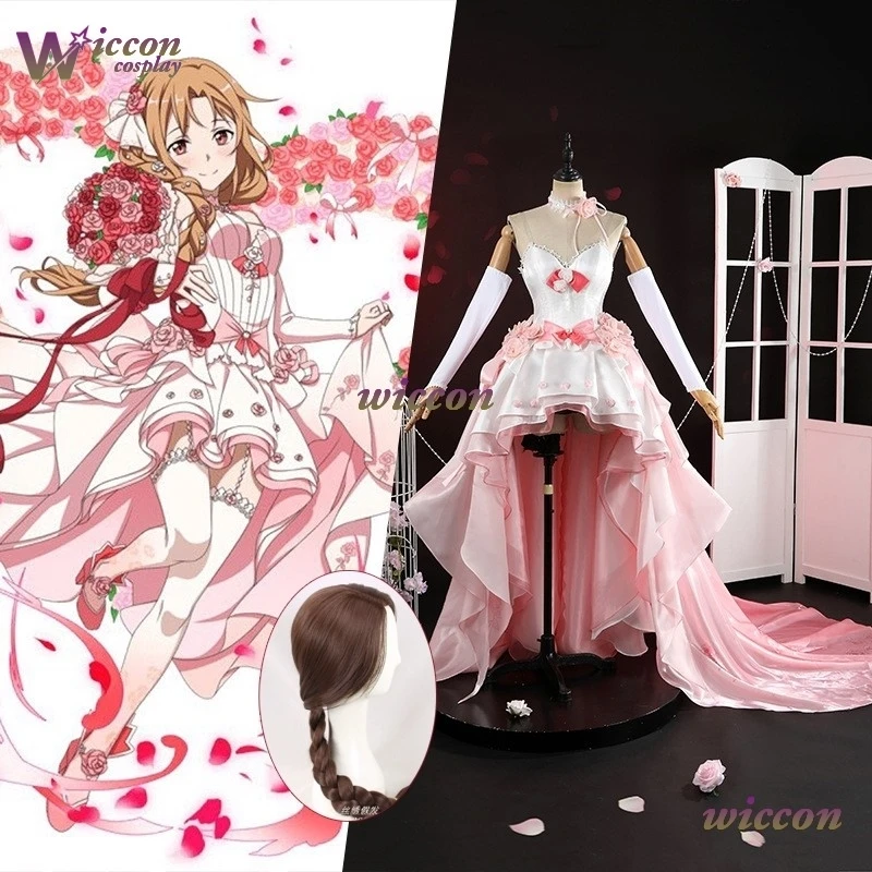

Юки Асуна Косплей Цветок Розовое Свадебное Платье Костюм Аниме Sword Art Online Косплей Асуна Неограниченная Эмоция Женщины Хэллоуин