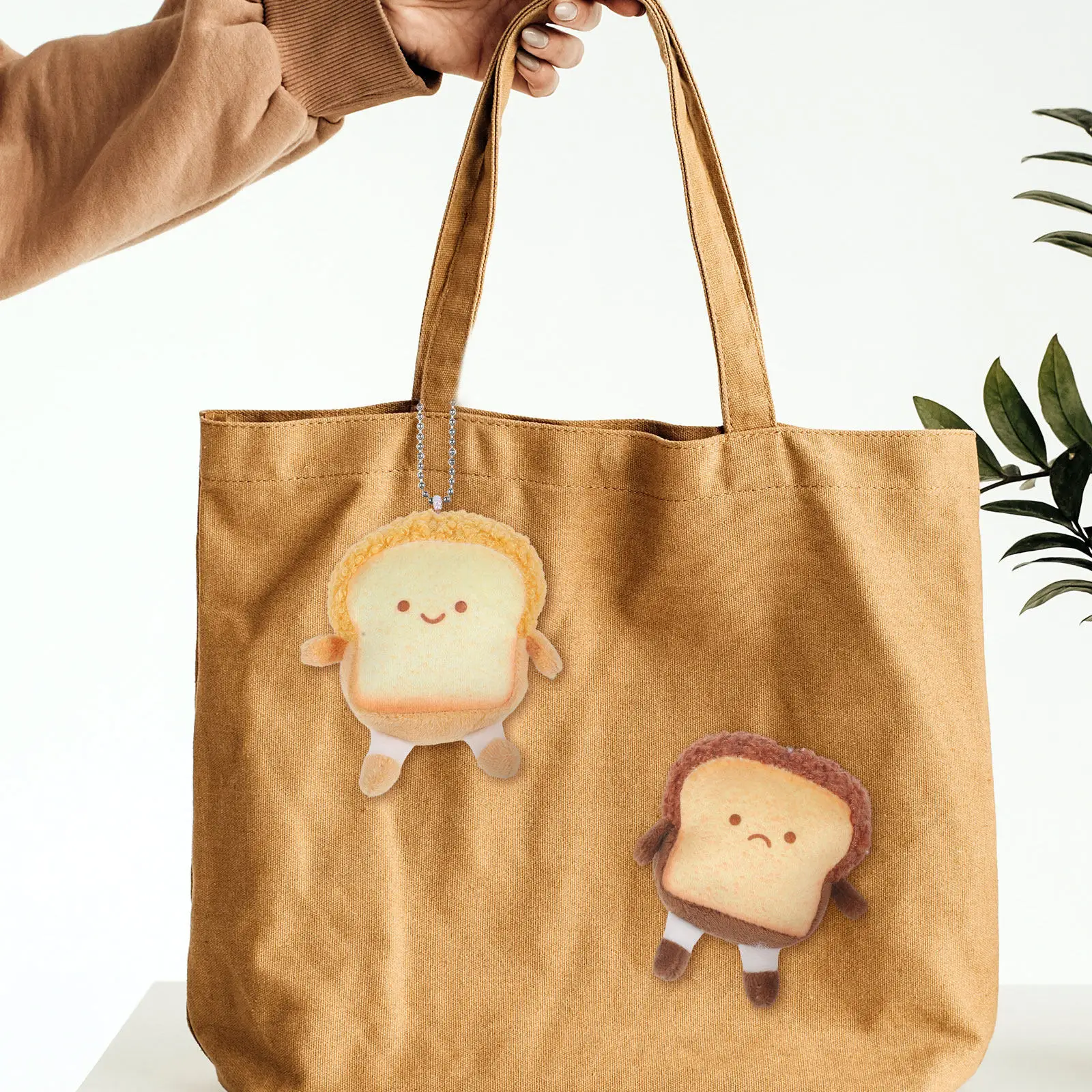 

2Pcs Toast Pendant for Keychain Adorable Bread Charm Backpack Handbag Decor Car Hanging Ornament Festival Home Office Decoration