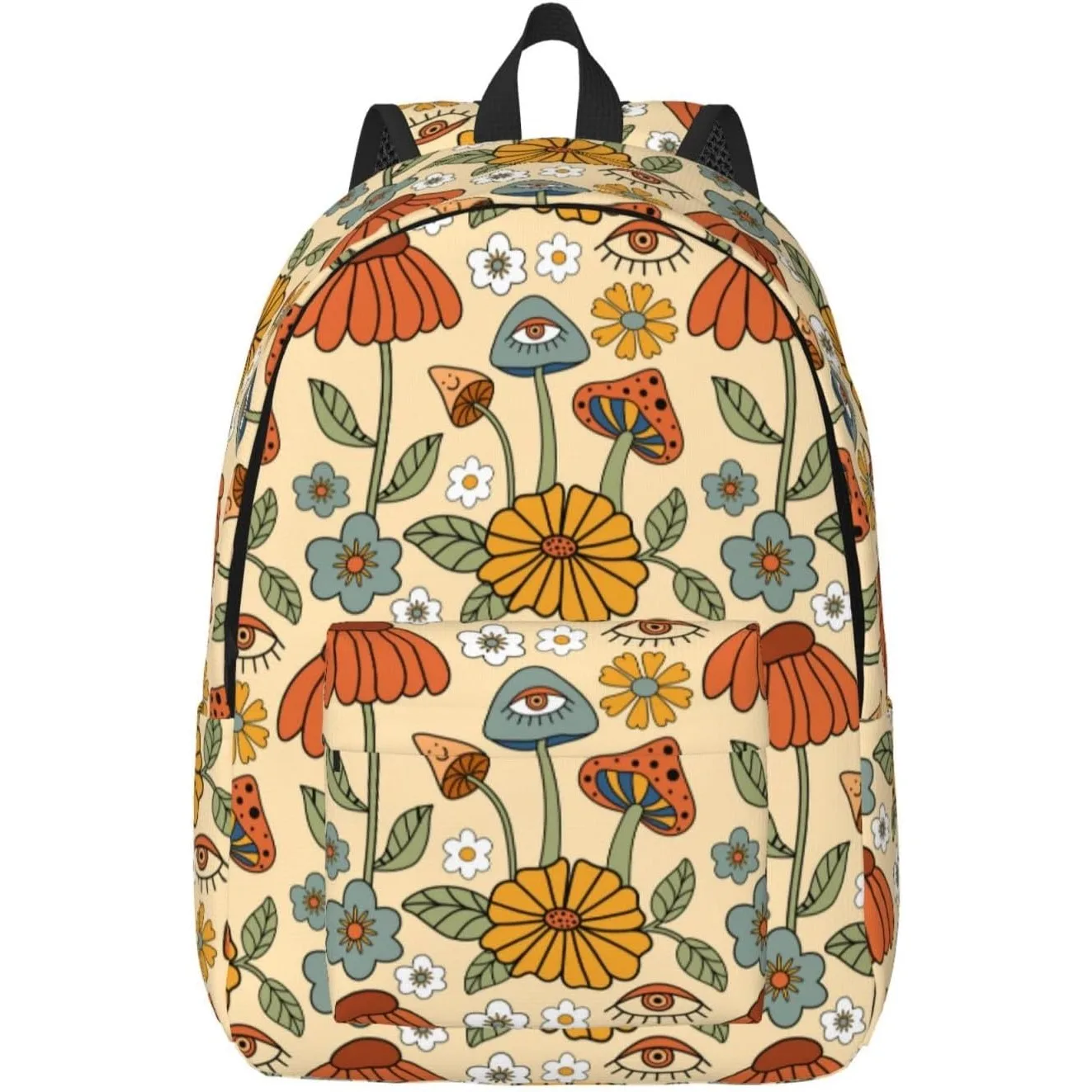 حقيبة ظهر ريترو هيبي السلام للسيارة للفتيات والأولاد والنساء خفيفة الوزن من القماش حقيبة كتب كاجوال للسفر والتخييم في الهواء الطلق