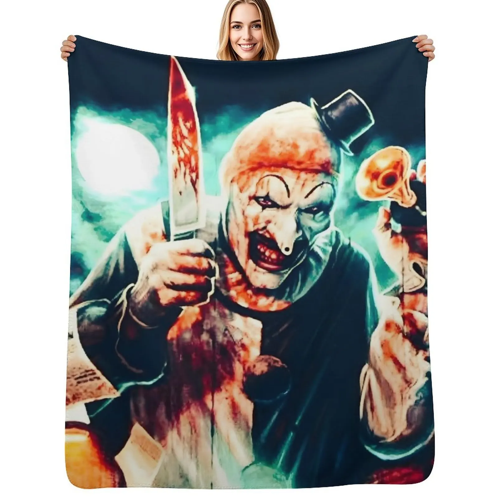 

Terrifying Art and Clown Throw Blanket Vintage Luxury Brand Blankets