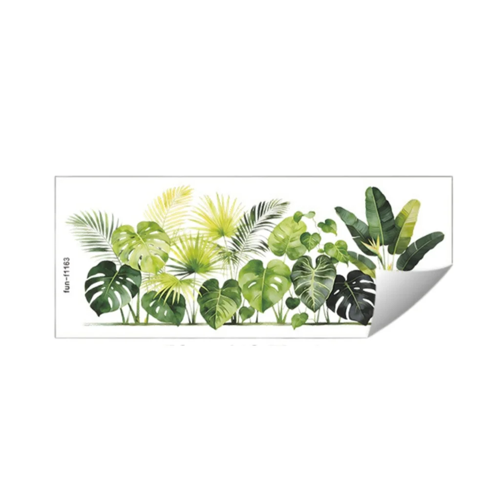 20x50CM Green Leaf Vinyl Wall Sticker for Bathroom Decor PVC Removable Sticker for Living Room Hallway Office Spaces