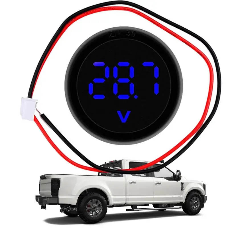 Battery Voltage Gauge LED Digital Voltmeter Car Battery Monitor DC4 100V Car Thermometer Digital Car Voltmeter Temperature