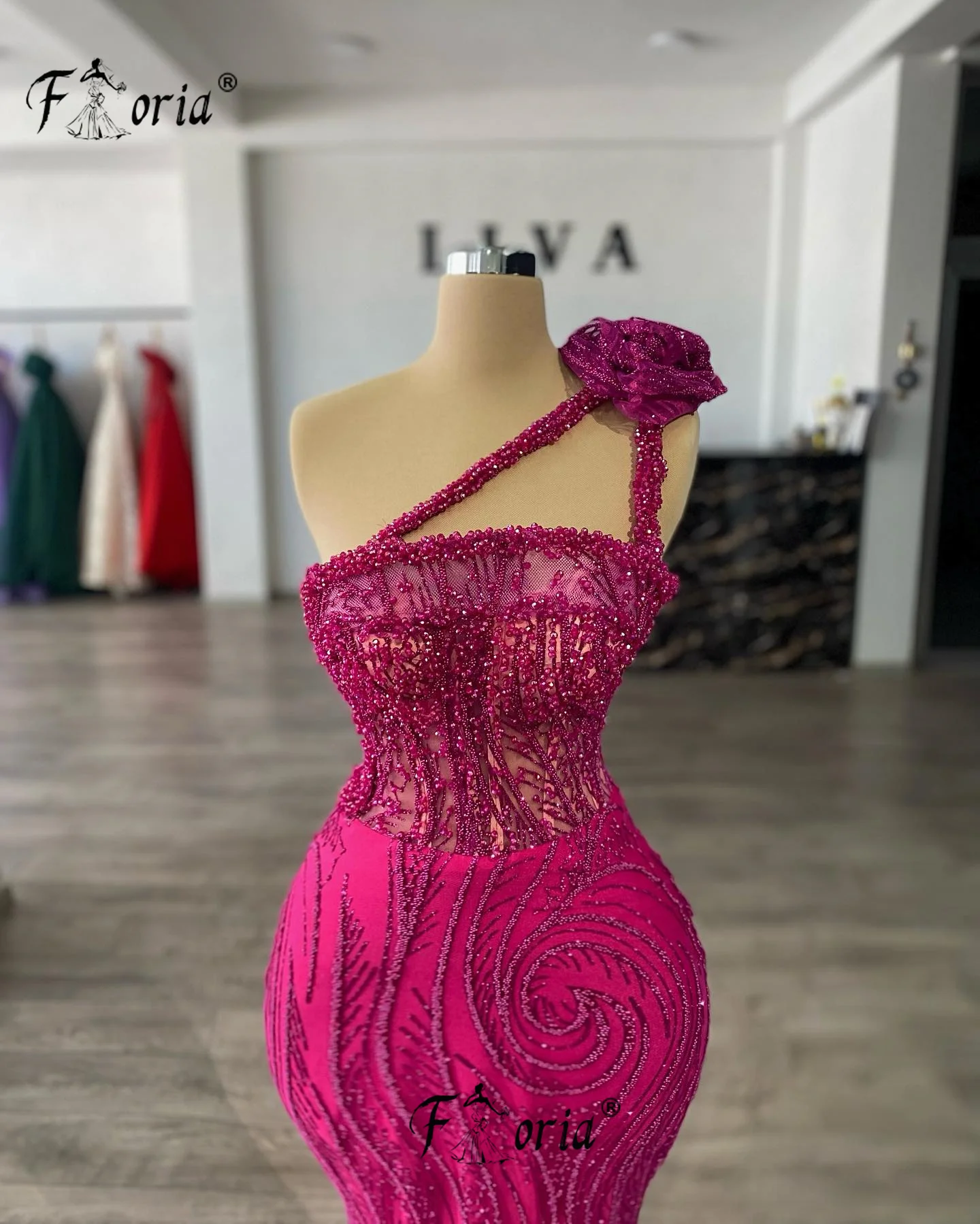 Rosa quente frisado sereia personalizado formal vestido de noite lantejoulas rendas espartilho sem mangas cocktail baile de formatura vestidos elegantes