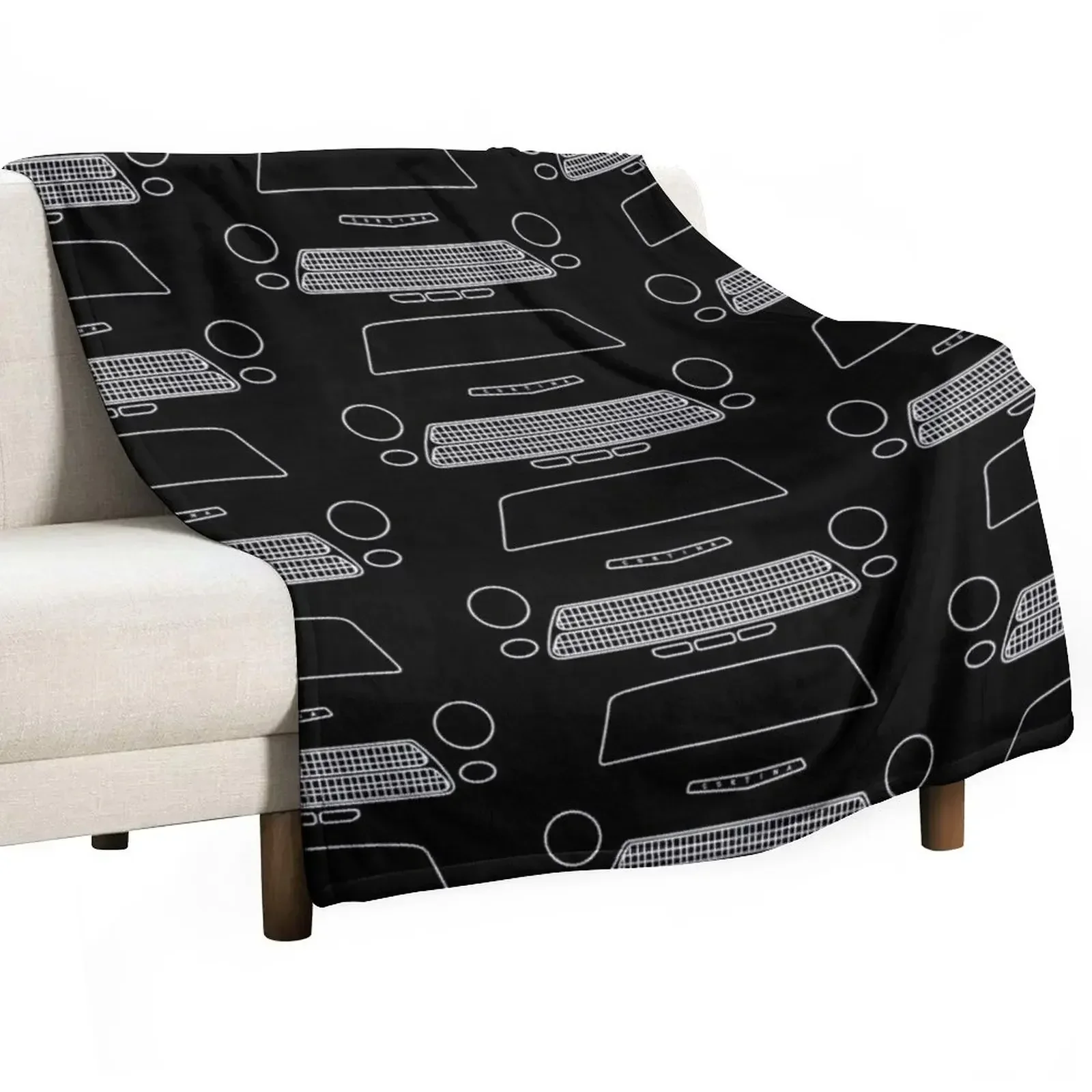 

Lotus Cortina Mk1 outline graphic (white) Throw Blanket Cute Plaid Travel Plaid Blankets