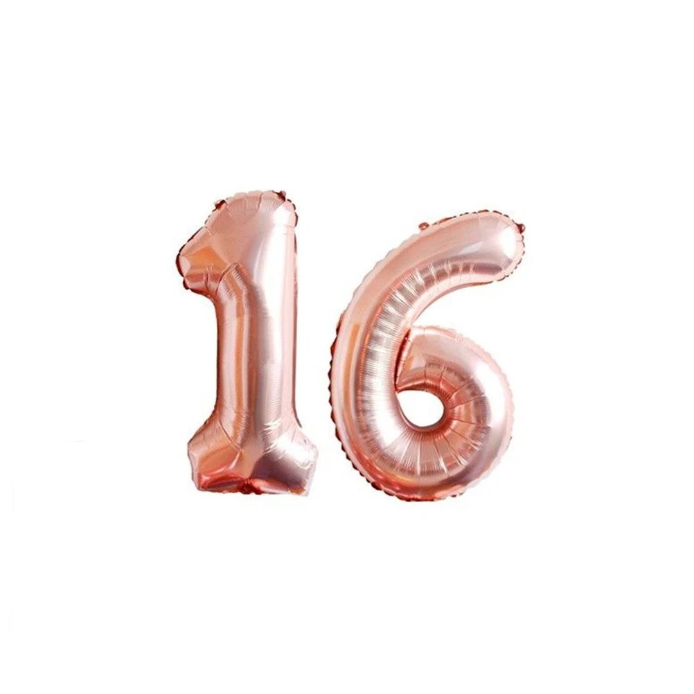 

24 pcs 16 Years Old Birthday Balloons Set Digital Aluminum Film Sequin Latex Balloons Decorative Party Supplies For Wedding Baby