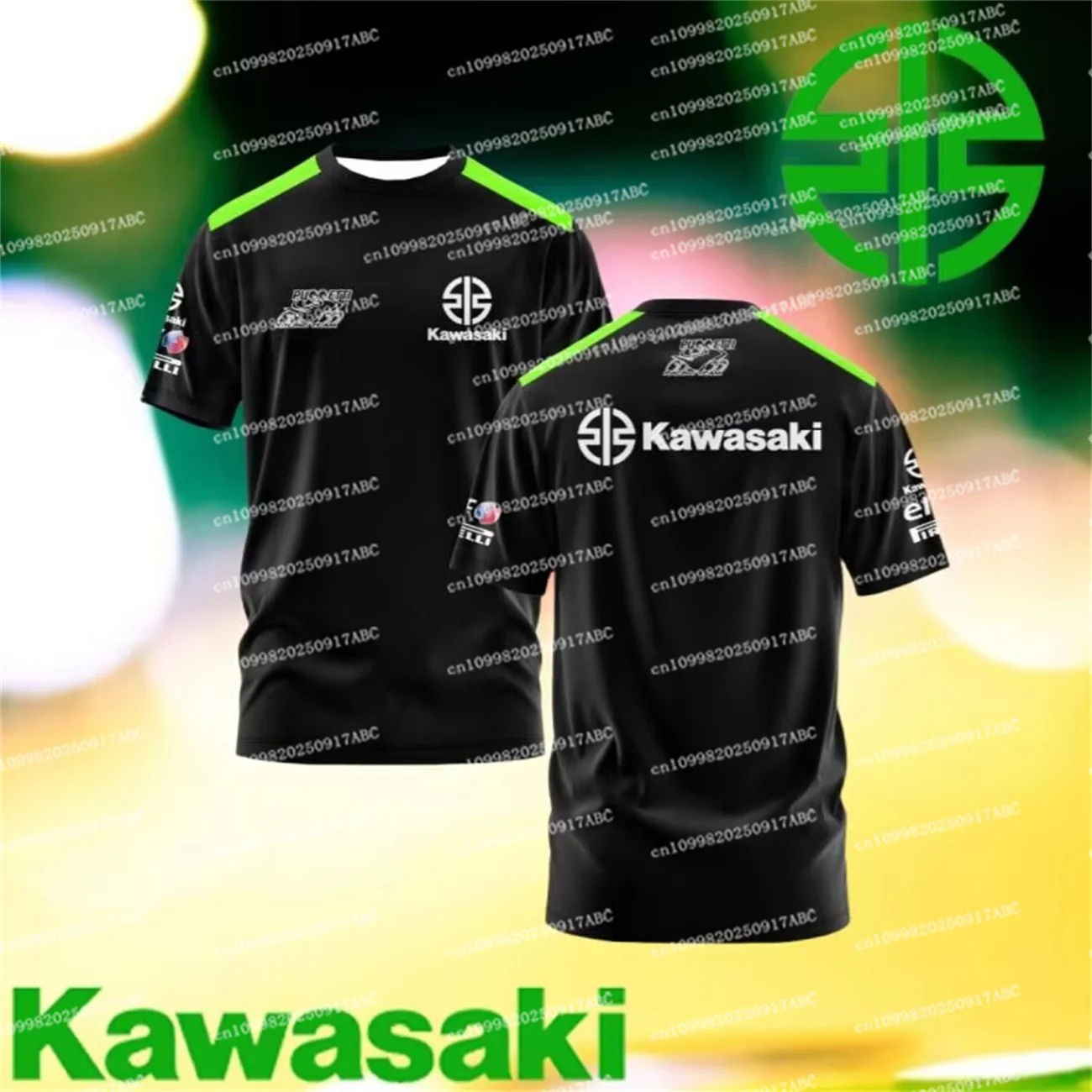 

（Kawasaki ）Men Tshirt Kawasaki Tshirt Motorcycle 3D Print Women Top Personalized Locomotive Competition Suit Unisex Street Sport