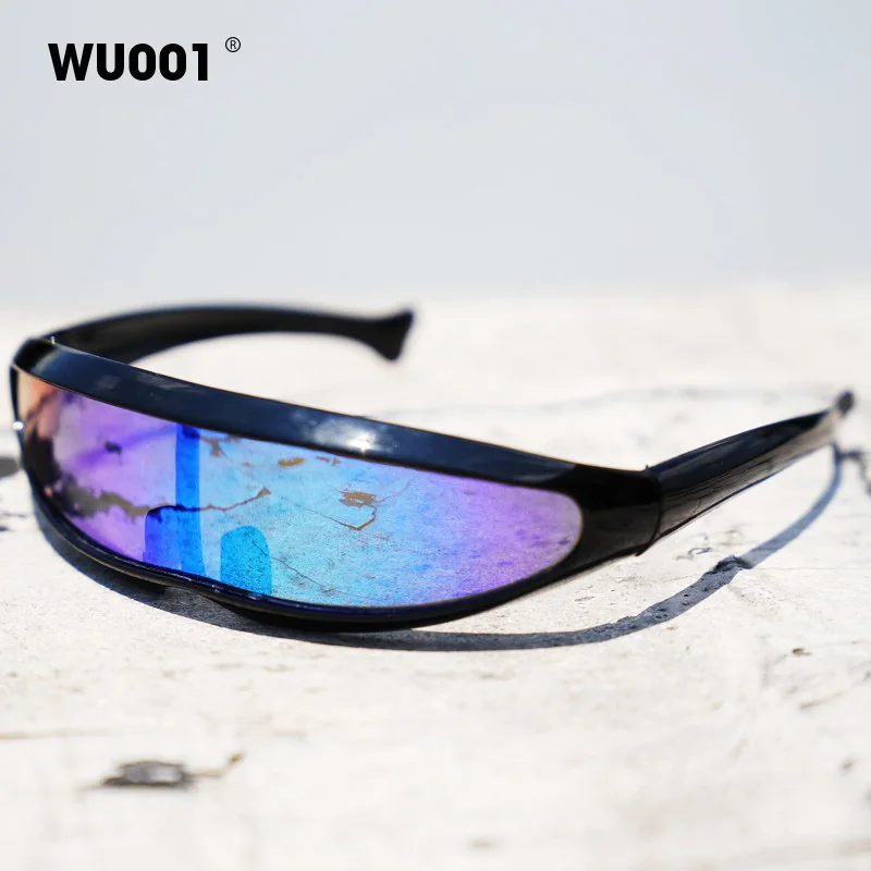 

Солнцезащитные очки с консольными линзами для мужчин и женщин, дизайнерские зеркальные ветрозащитные очки «рыбий хвост» с лазерным дельфином, очки с защитой UV400