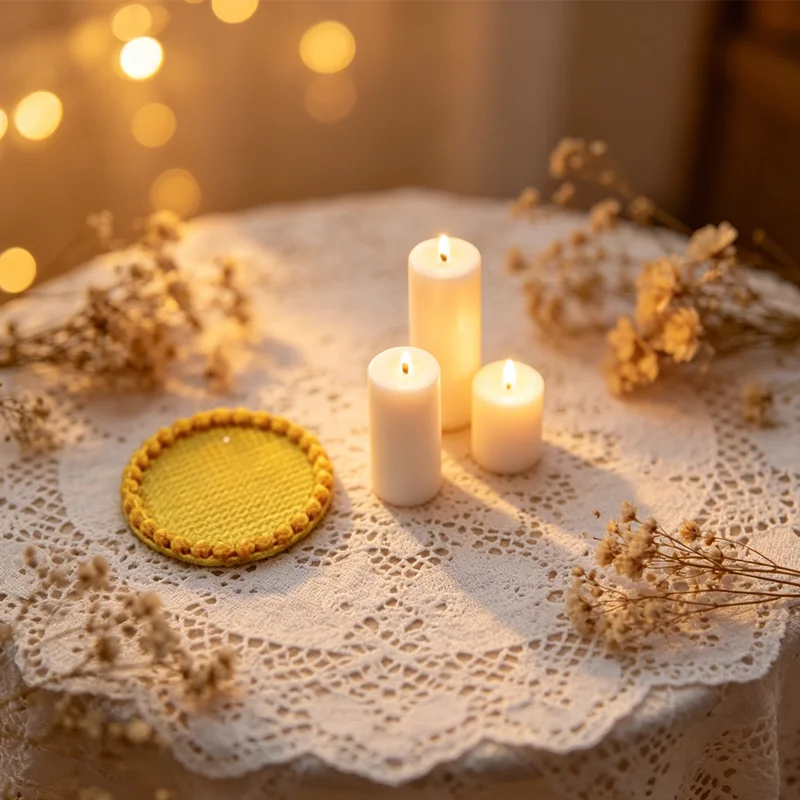 Miniature 1:12 Dollhouse White Candle & Tray Kit 4Pcs Home Ornament Playhouse Toy Christmas Scene Decoration Supply