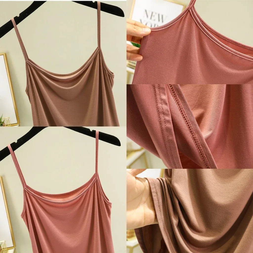 Modal Spaghetti Strap Tops Basic Camis Sleeveless Tank Top Solid color Women summer Camisole all match