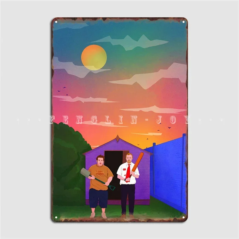 Shaun Of The Dead Metal Plaque Poster Cinema Living Room Club Bar Design Plaques Tin Sign Posters