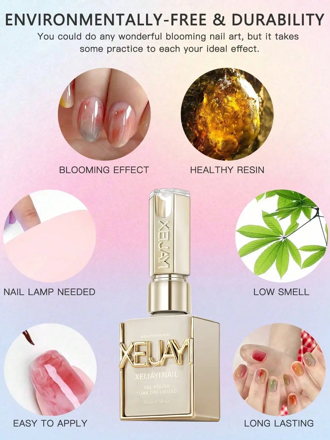 3 قطعة 15 مللي تزهر الغراء هلام طلاء الأظافر UV LED نقع قبالة أعلى هلام لامعة السدادة لامعة الورنيش